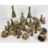 A quantity of brass character bells, hanging bells and small dishes. To include small decorative