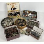 A large collection of loose vintage and antique buttons to include leather, cloth, early plastic and