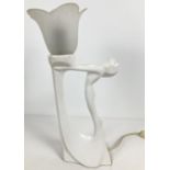 A modern Phoenix Pottery blanc de chine table lamp in an Art Deco style with a nude figure. Dated to
