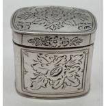 A Victorian Dutch silver peppermint box with engraved panelled design. Hinge lidded box with