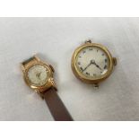 2 vintage gold cased wrist watches, for spares or repair. A ladies Oris anti-shock watch with