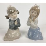 2 x 1985 Nao Spanish ceramic figurines of girls praying. Tallest approx. 16cm tall.