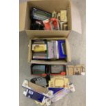 2 boxes of diecast model vehicle empty boxes. To include Dinky, Lledo, Vanguards, Onyx and Burago.