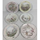 A collection of 6 Royal Doulton 1980's The Wind in the Willows plates. From original works by