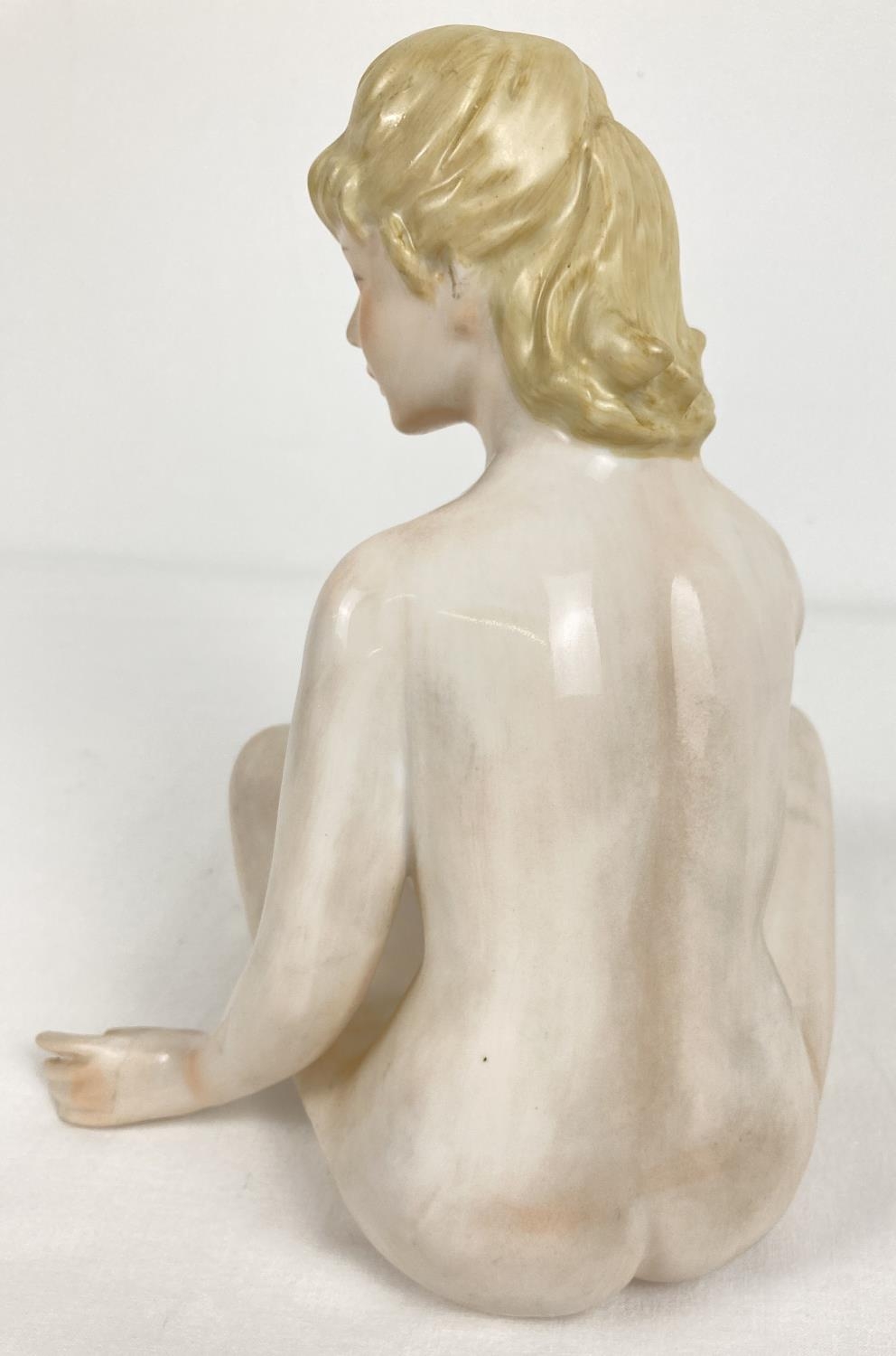 An Austrian Wien porcelain nude figurine of cross legged lady in an Art Deco style. With hand - Image 3 of 3