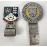 2 vintage 1960's Lancashire car badges. Preston & District Motor Club badge together with Lancashire