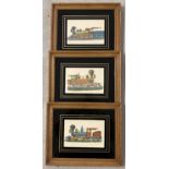 A set of 3 American Academy Arts coloured prints of locomotives. Wood framed & glazed. Frame size