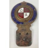 A pre war RAC Commercial Motor Users Association enamelled brass car badge. Approx. 16.5cm long,