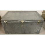 A very large aluminium storage trunk with drop down handles and 3 drop over catches. Approx. 54cm
