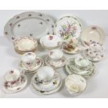 A quantity of vintage bone china tea ware with floral patterned decoration. To include Coalport,