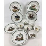 Portmeirion ceramics, 1970's "Birds of Britain" pattern - 6 x 10" dinner plates and 6 x 5.5"