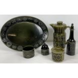 A quantity of assorted retro ceramics in deep green colours to include Portmeirion. Lot comprises: