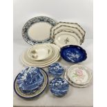 A box of assorted vintage ceramics to include meat platters, bowls and plates. Lot includes a