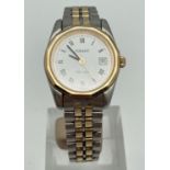 A ladies two tone stainless steel bracelet strap wrist watch by Tissot. Roman numeral hour