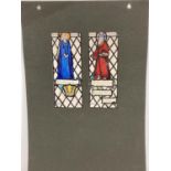 TW Camm Stained glass Art studios, Smethwick. 2 panelled watercolour window design of Mary & Joseph,