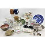 A box of assorted vintage ceramics to include Poole, Holkham, Crown Derby & Coalport. Lot also