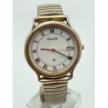 A men's vintage wristwatch by Accurist with gold tone stainless steel expanding strap. Roman numeral