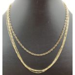 2 silver gilt chain necklaces by Veronese. A belcher chain and a multi strand decorative chain, both
