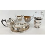 5 pieces of antique & vintage silver plated tableware of classical design. A 1930's Robert Pringle 3