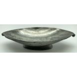 An Arts & Crafts Just Andersen Danish Pewter oval footed dish with ball shaped finial detail.