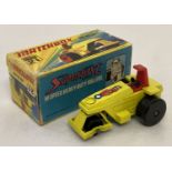 A boxed 1970's Matchbox Superfast Rod Roller #21. In yellow with star and flame decal.