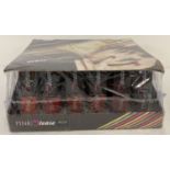 A sealed box of 24 New bottles of nail varnish in varying red tone colours, by Pink tease.