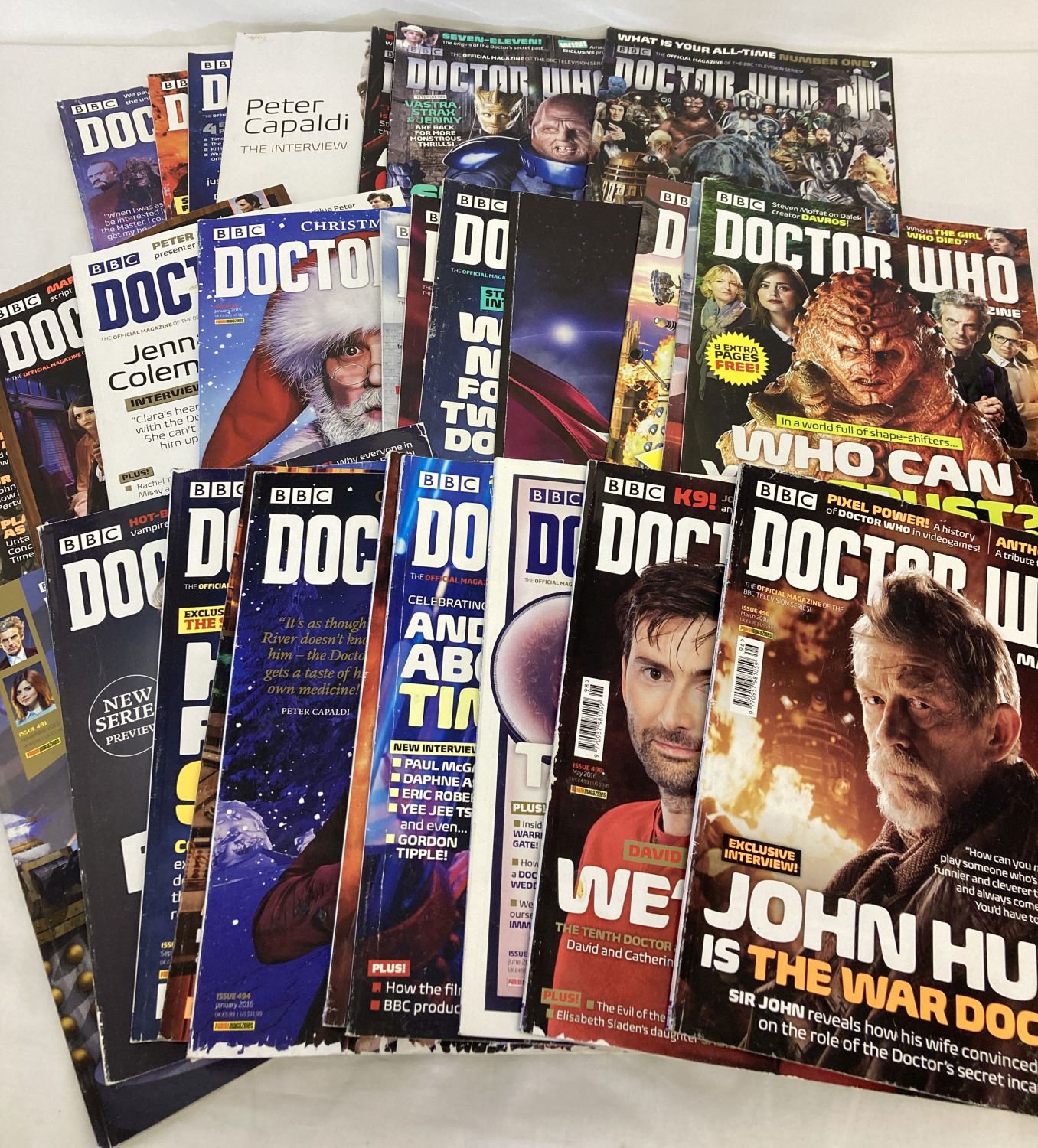 A box of BBC Doctor Who Magazine, dating from 2014 - 2016.