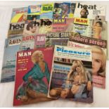 19 assorted vintage 1960's & 70's adult erotic magazines to include Heat, Raven & Grin 'n' Bare.