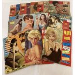 12 vintage 1960's issues of Flirt 'n Skirt, adult erotic magazine.