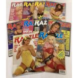 10 assorted vintage issues of Razzle, adult erotic magazine.