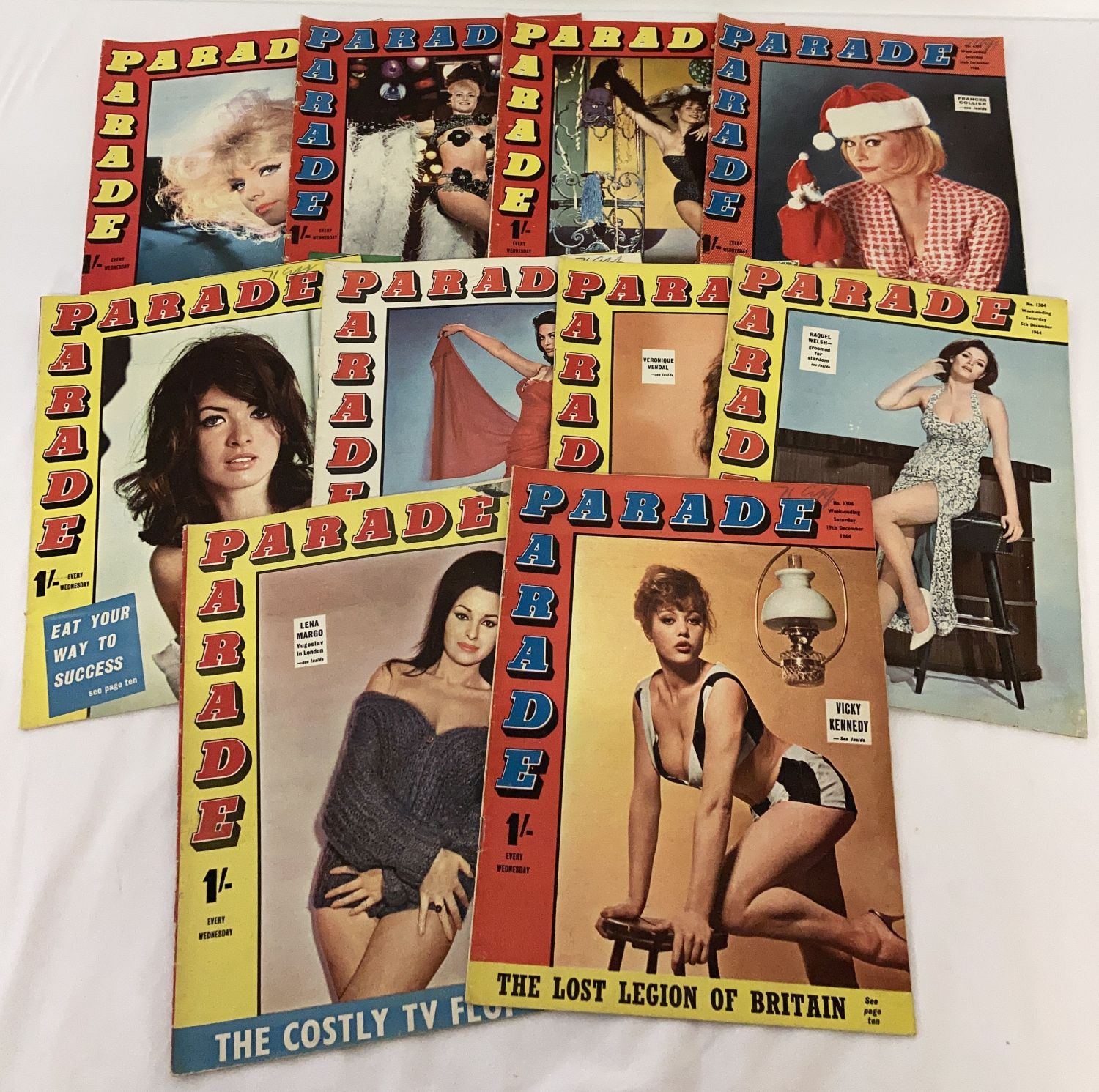 10 vintage 1960's issues of Parade, adult erotic magazine, dating from 1964 - 5.