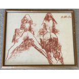 Peter Collins - original signed & dated, framed & glazed pastel sketch of the female form.