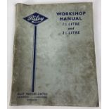 A vintage Riley Workshop Manual for 1½ litre & 2½ litre. Cover and spine discoloured, a couple of…