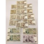 A collection of 17 assorted Greek Drachma bank notes. Comprising: 1 x 10,000 note, 13 x 1,000 not…