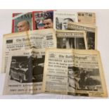 A collection of assorted vintage ephemera relating to US presidents. To include 1960's Time Magaz…