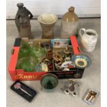 A collection of assorted ceramics and various misc. items. To include: Wade Whimsies, part uraniu…