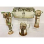 5 pieces of Royal Doulton Charles Dickens series ware. Comprising: Artful Dodger vase and jug, L…