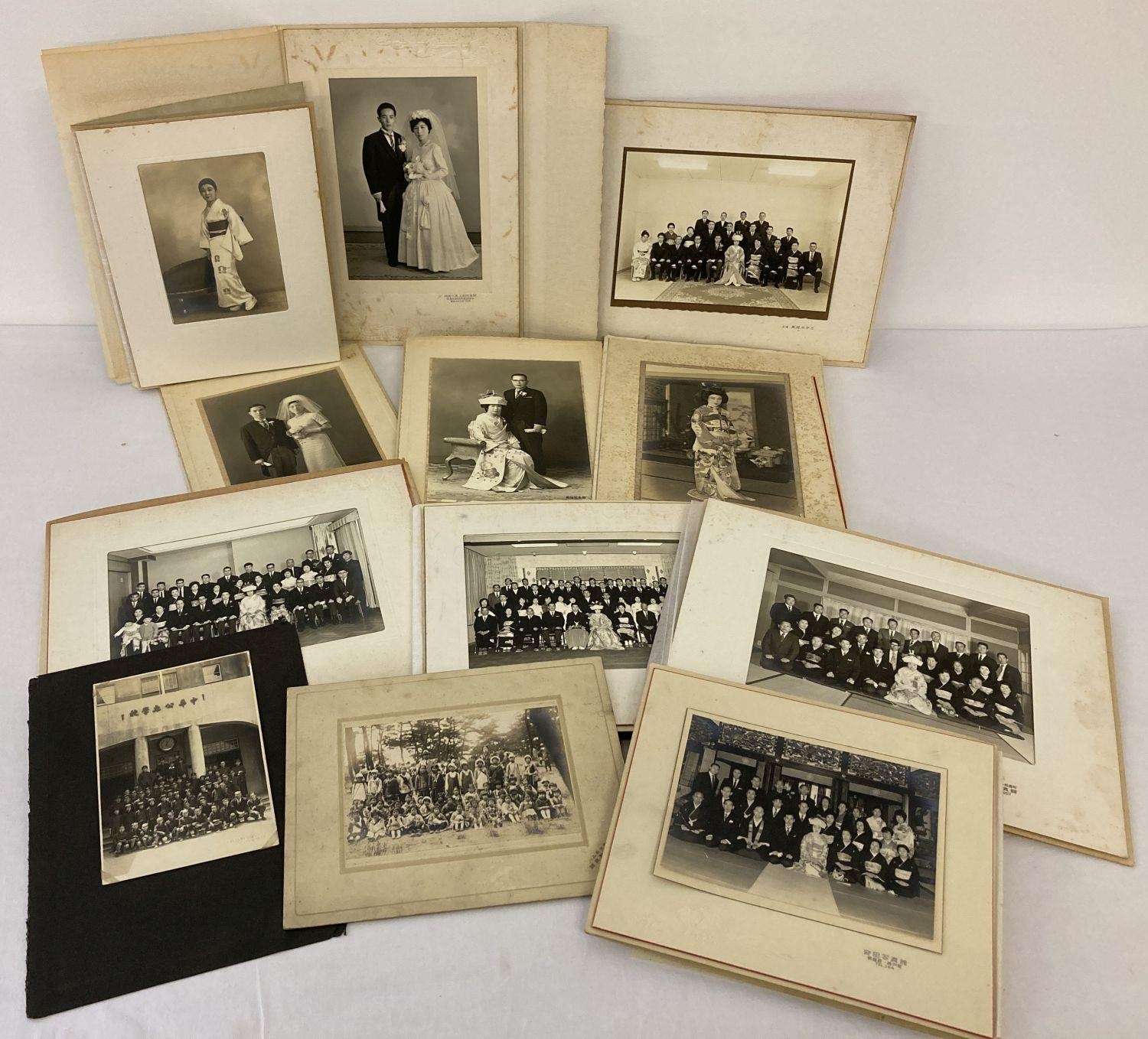 A collection of 12 assorted vintage Japanese Wedding, group and portrait photographs, mainly in f…