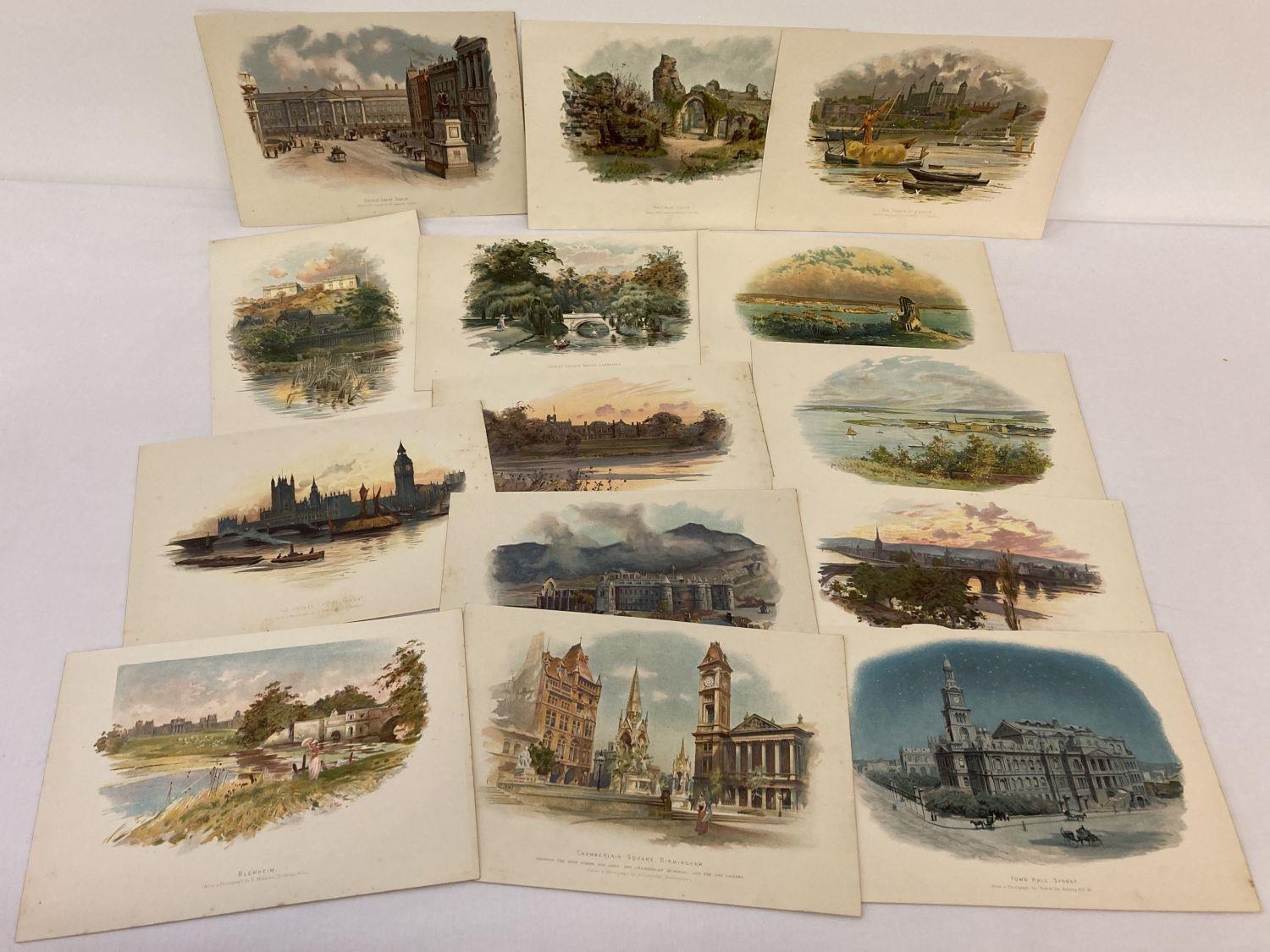 A collection of 14 coloured plates by C. Wilkinson depicting British & Australian places of histo…