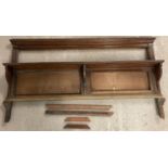 An Edwardian mahogany wall hanging shelf with plinth top. Originally contained ceramic tiles, ide…