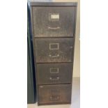 A vintage green painted 4 drawer metal filing cabinet. Approx. 131 x 47 x 65cm.…