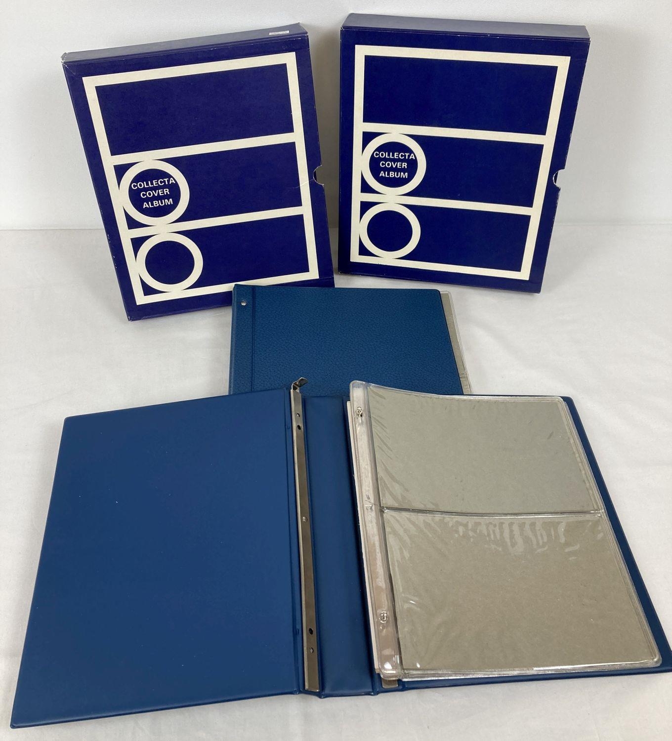 2 x empty blue Collecta philatelic covers albums complete with card cover sleeves. …