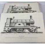 A large collection of limited edition prints of "Single Wheel Locomotive" by Herbert Nigel Gresle…