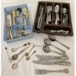 A collection of Kings pattern cutlery together with a tray of vintage table cutlery. To include p…