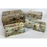 4 Disney Mickey Mouse & Donald Duck comic book decoupage decorated boxes. Largest approx. 10 x 20