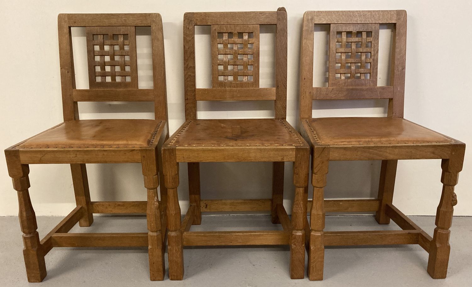 Robert Thompson - classic Mouseman, 7'0" refectory table & 8 chairs, featuring rare mouse detail. - Image 8 of 11