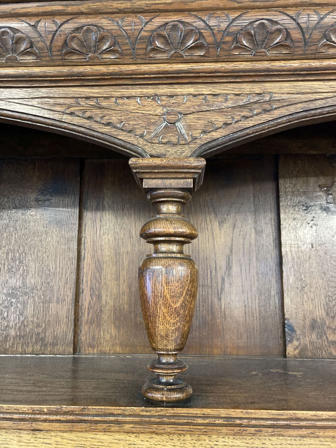 An Antique highly carved medium oak double dresser, possibly French or Dutch. - Image 3 of 10