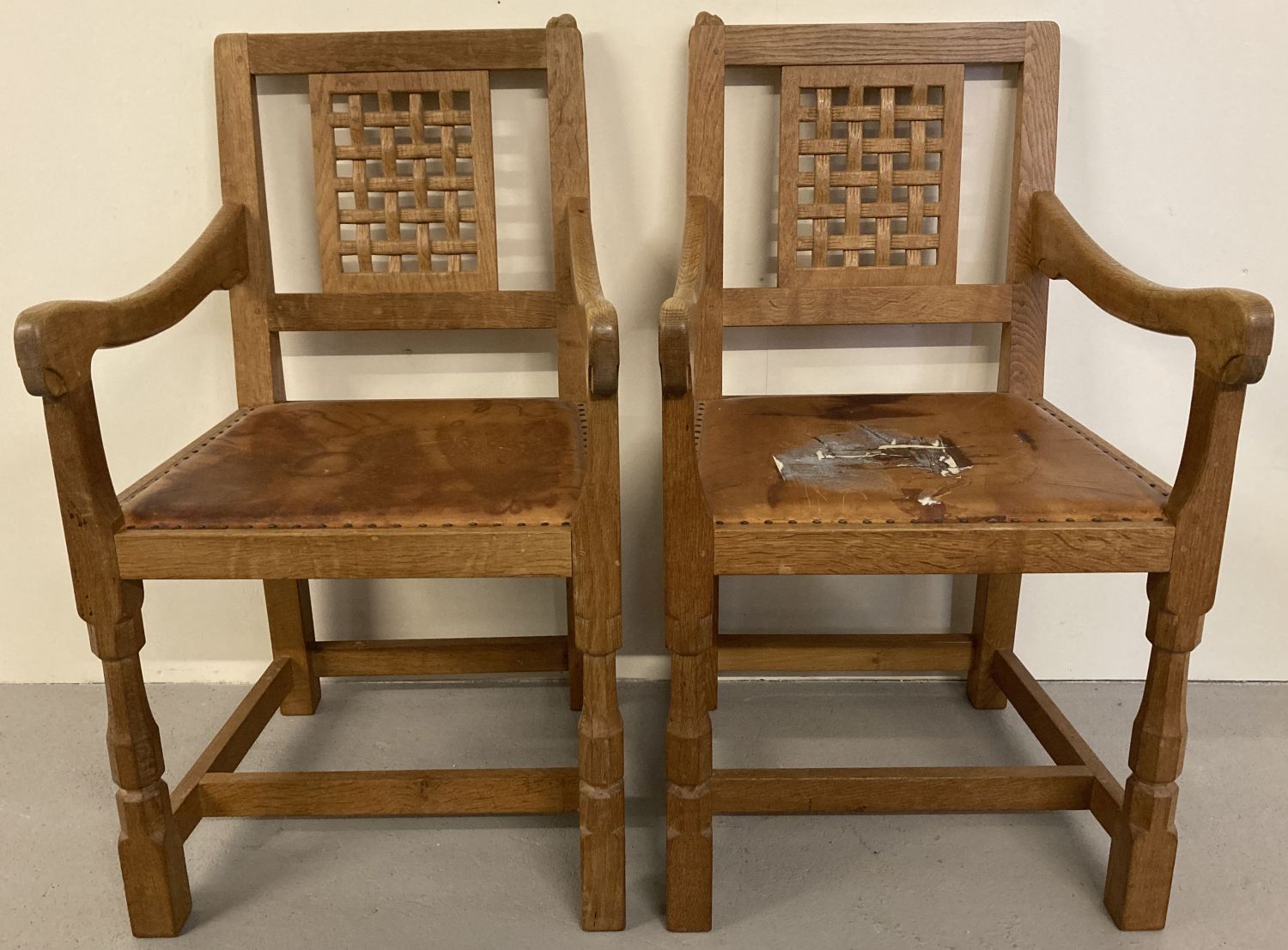 Robert Thompson - classic Mouseman, 7'0" refectory table & 8 chairs, featuring rare mouse detail. - Image 10 of 11