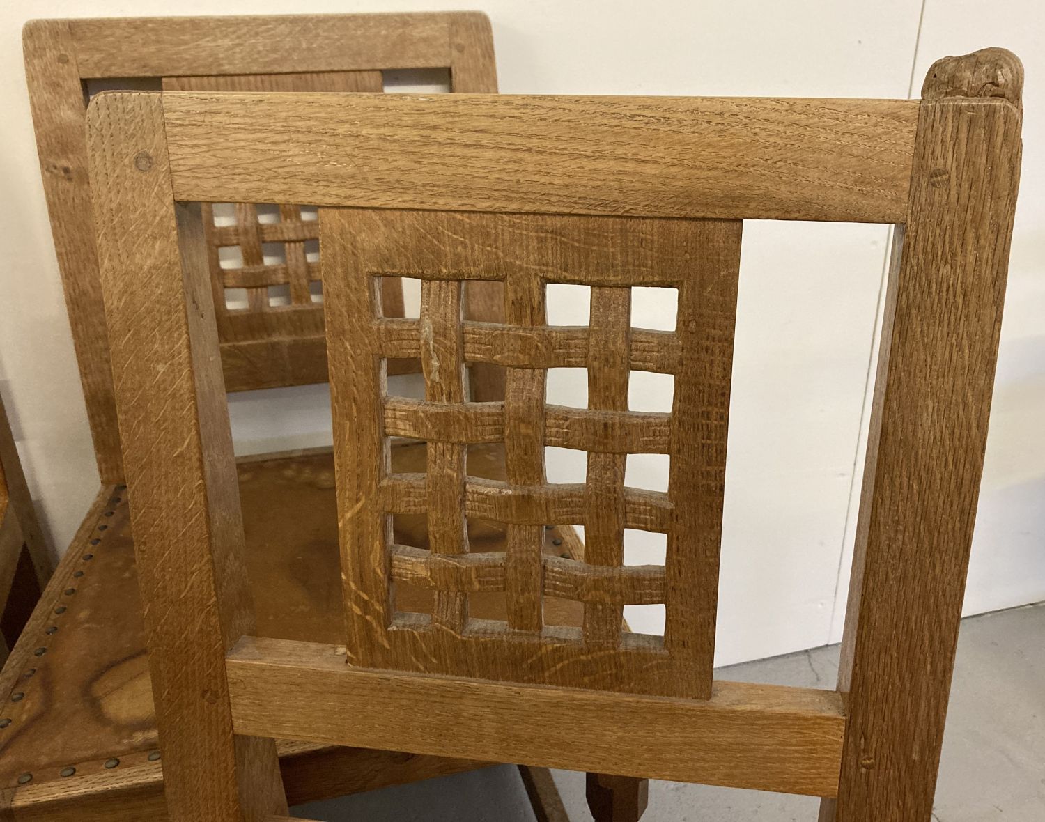 Robert Thompson - classic Mouseman, 7'0" refectory table & 8 chairs, featuring rare mouse detail. - Image 11 of 11