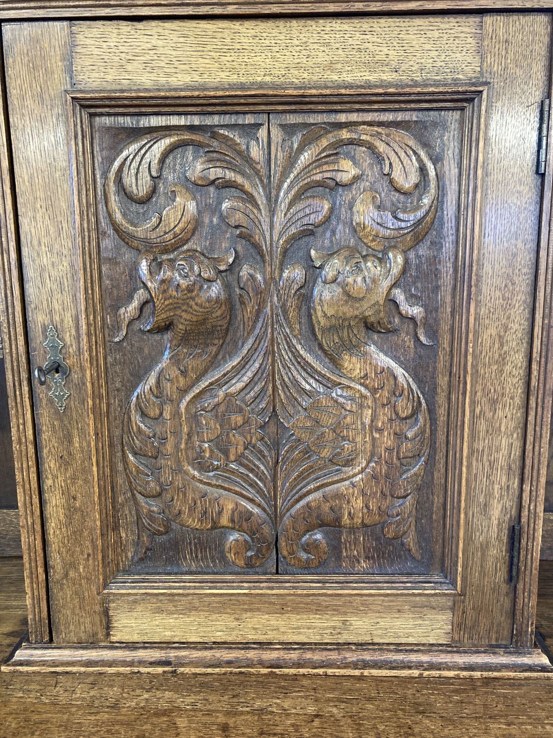 An Antique highly carved medium oak double dresser, possibly French or Dutch. - Image 2 of 10